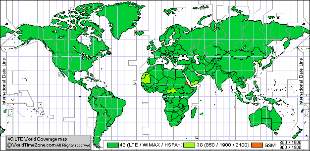4G map LTE World Coverage Map 2025 -  2025 Mobile LTE Coverage Map - 4G LTE Coverage Map 2025- 4g lte by country world map 2025
