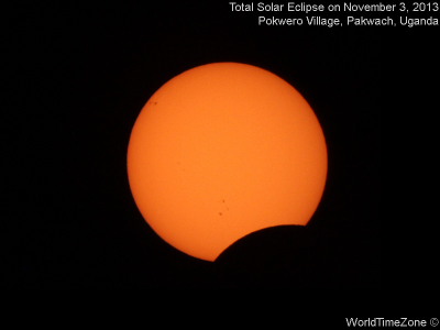 2013 Total Solar Eclipse sequence as viewed from Pokwero Village Pakwach Uganda on November 3 2013 by worldtimezone