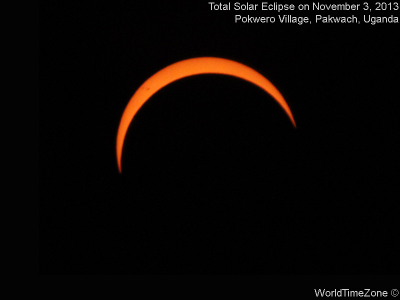 2013 Total Solar Eclipse sequence as viewed from Pokwero Village Pakwach Uganda on November 3 2013 by worldtimezone