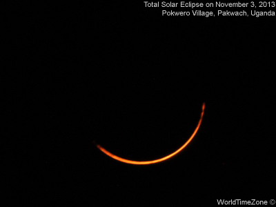 2013 Total Solar Eclipse sequence as viewed from Pokwero Village Pakwach Uganda on November 3 2013 by worldtimezone