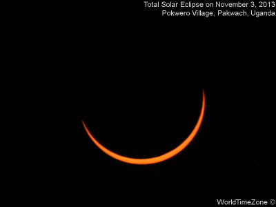 2013 Total Solar Eclipse sequence as viewed from Pokwero Village Pakwach Uganda on November 3 2013 by worldtimezone