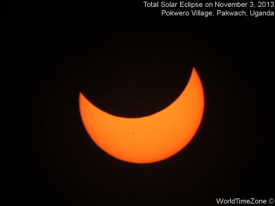 2013 Total Solar Eclipse sequence as viewed from Pokwero Village Pakwach Uganda on November 3 2013 by worldtimezone