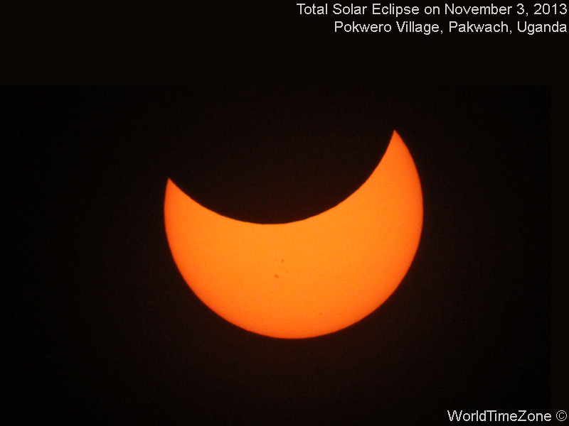 2013 Total Solar Eclipse sequence as viewed from Pokwero Village Pakwach Uganda on November 3 2013 by worldtimezone